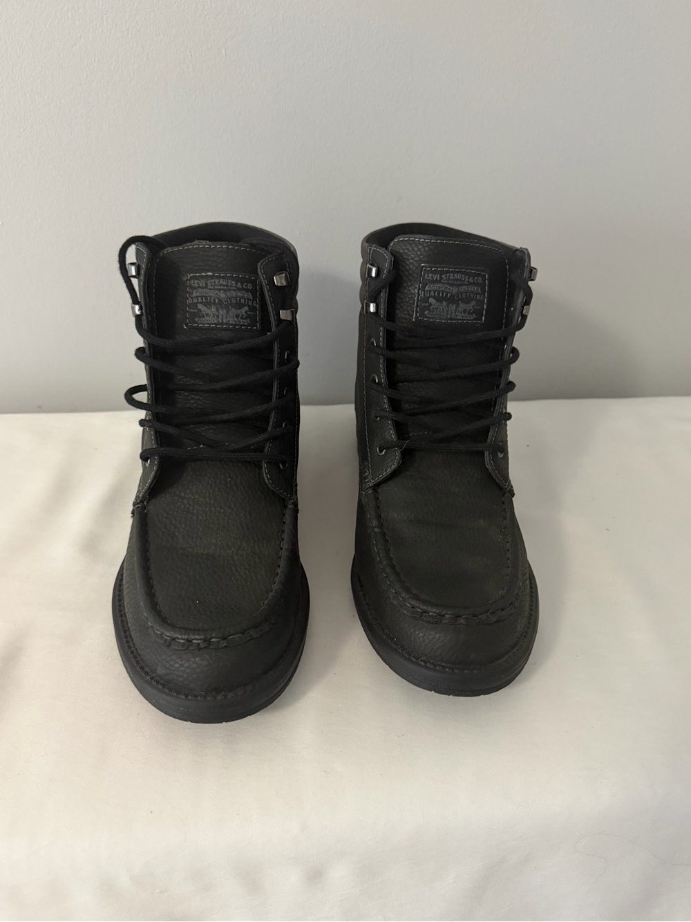 Levi's Men's Black Moc Toe Leather Lace-Up Boots